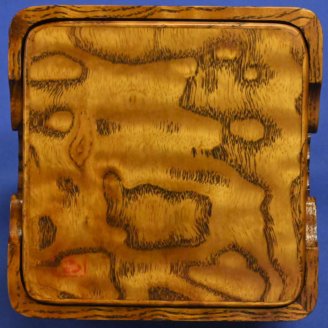 駒箱 タモ杢  隅丸  摺漆